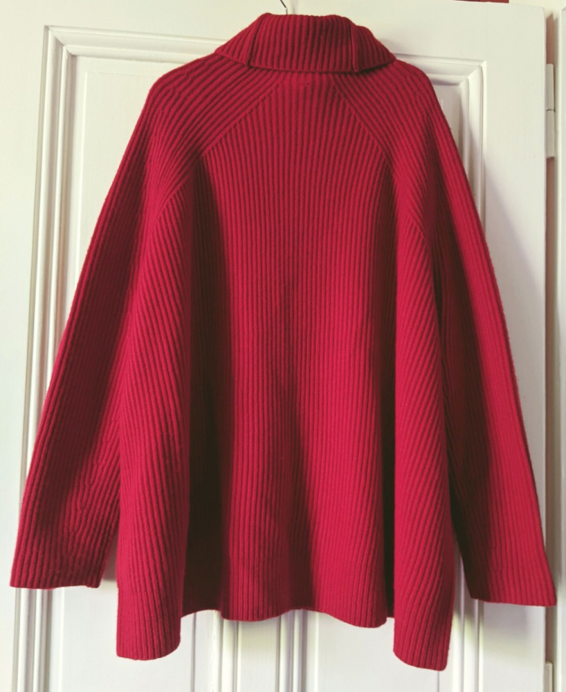 Rundholz Strickjacke in tiefem Rot aus 100% Schurwolle TU