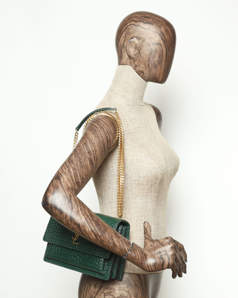 Saint Laurent Croc Medium Sunset Bag
