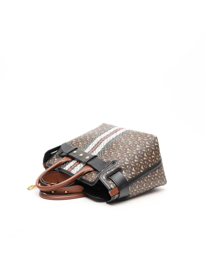 Burberry E Canvas Monogram Stripe Belt Tote Bag