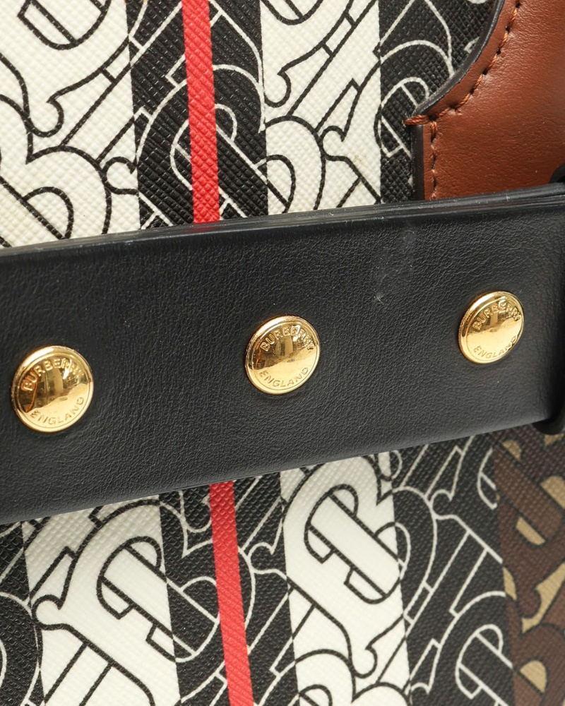 Burberry E Canvas Monogram Stripe Belt Tote Bag