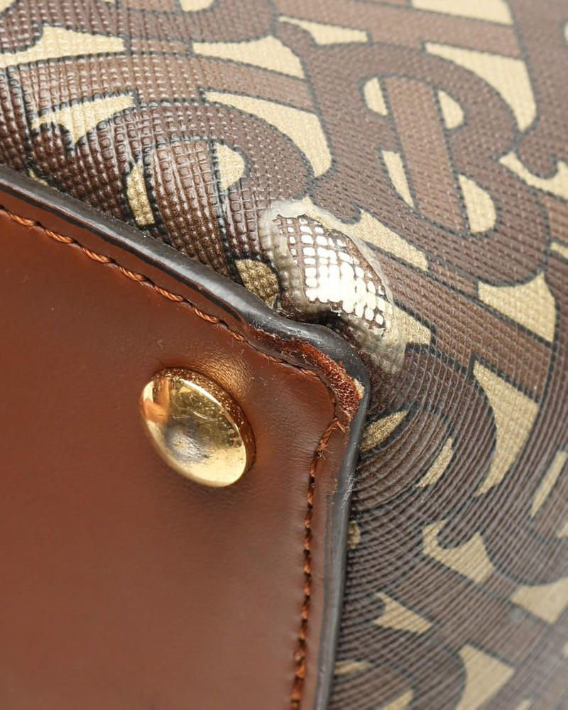 Burberry E Canvas Monogram Stripe Belt Tote Bag