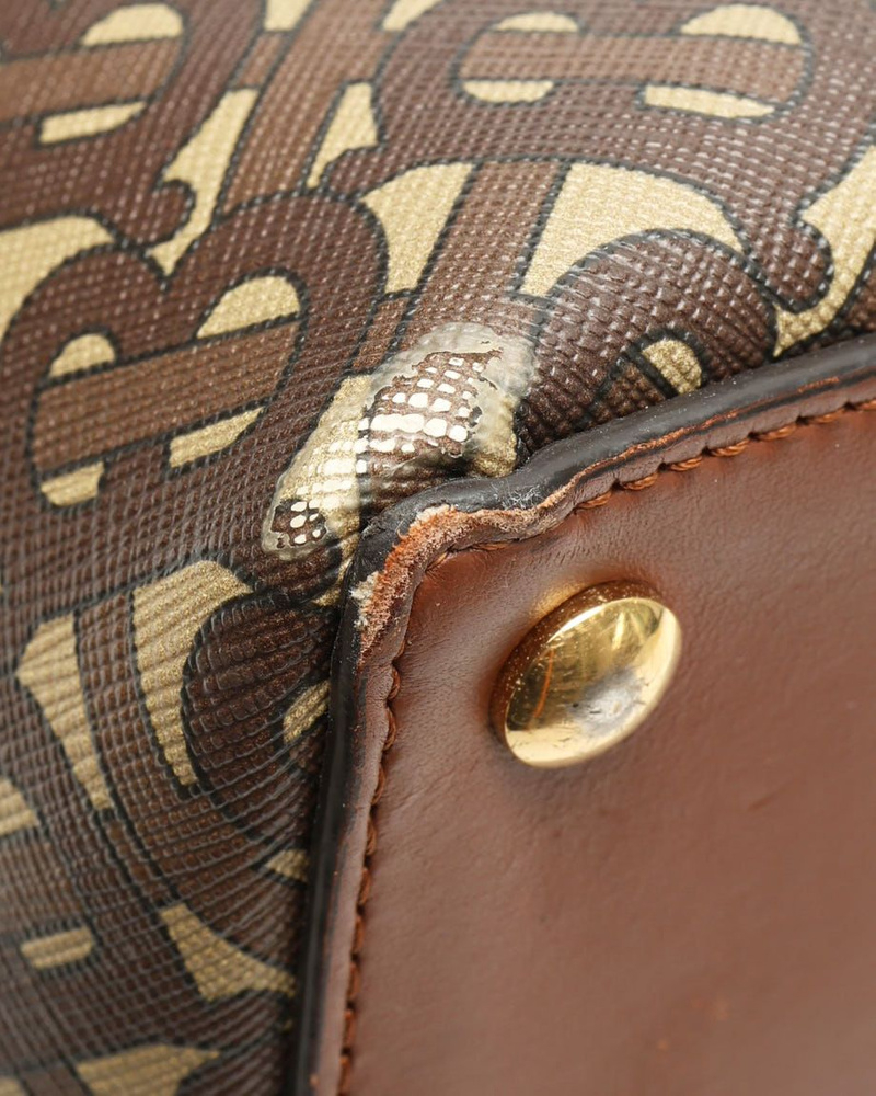 Burberry E Canvas Monogram Stripe Belt Tote Bag