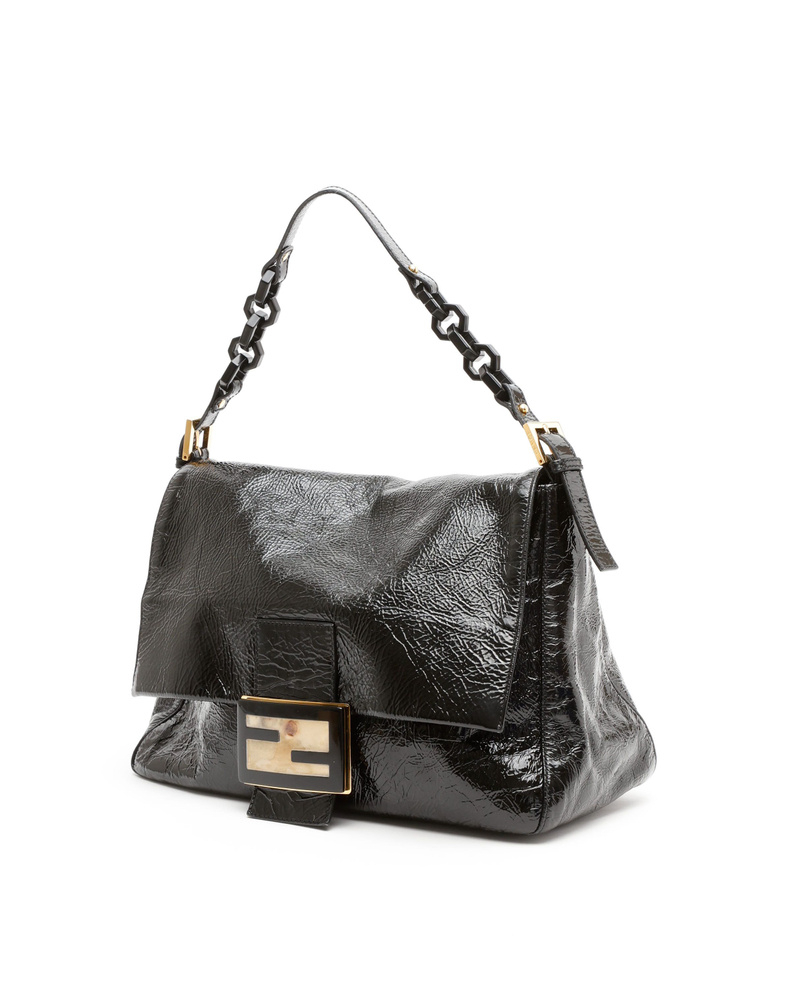 Fendi Crinkled Patent Mamma Forever Baguette Bag