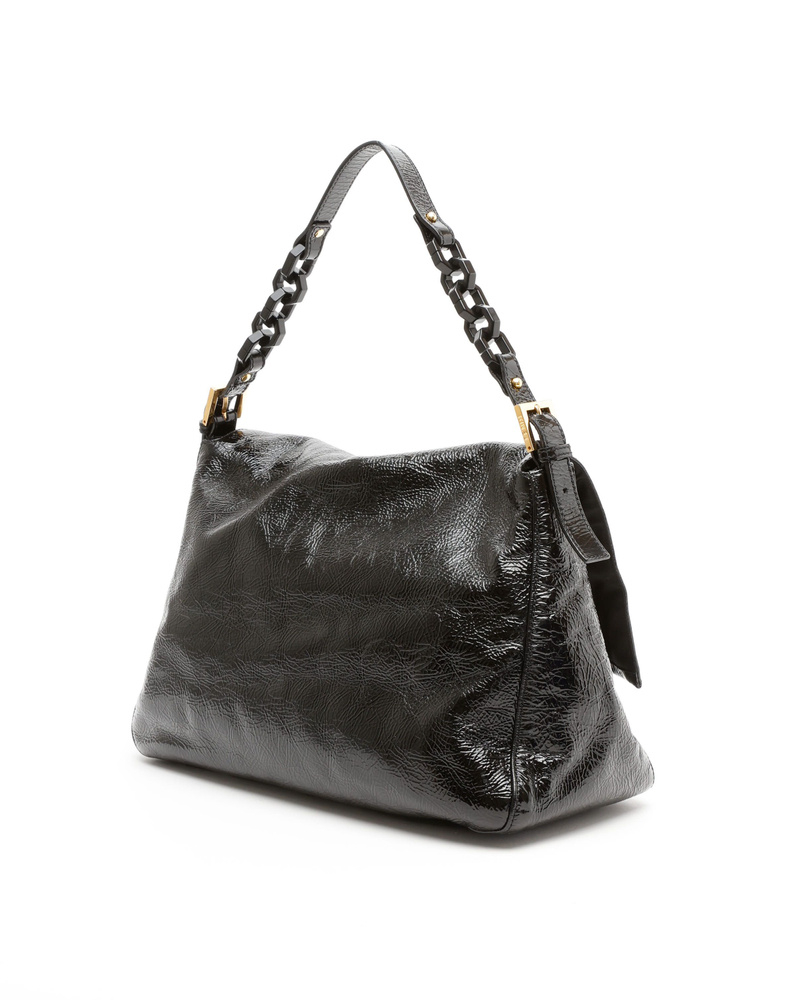 Fendi Crinkled Patent Mamma Forever Baguette Bag