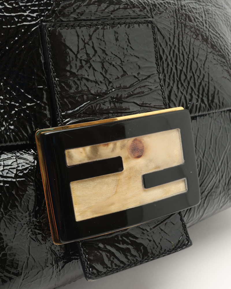 Fendi Crinkled Patent Mamma Forever Baguette Bag