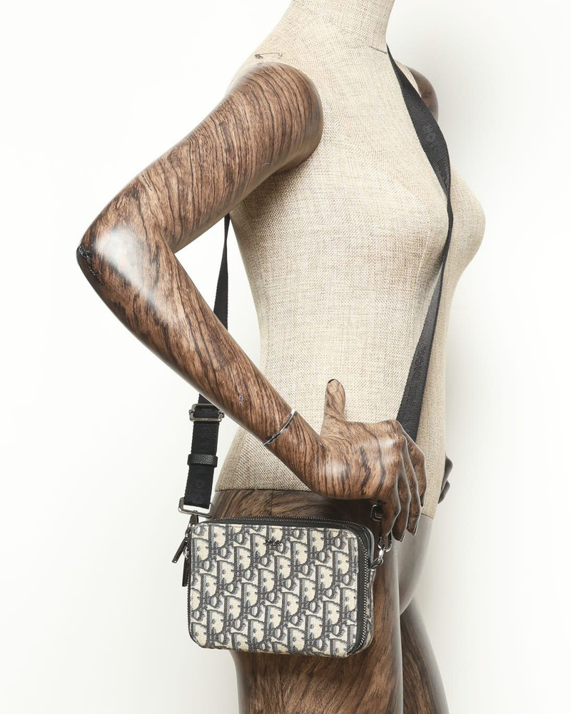 Christian Dior Dior Homme Oblique Zipped Pouch With Strap