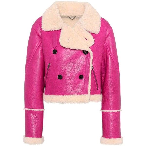 Kenzo Shearling-Jacke in Fuchsia-Rosa (Wollhaut) - Größe S