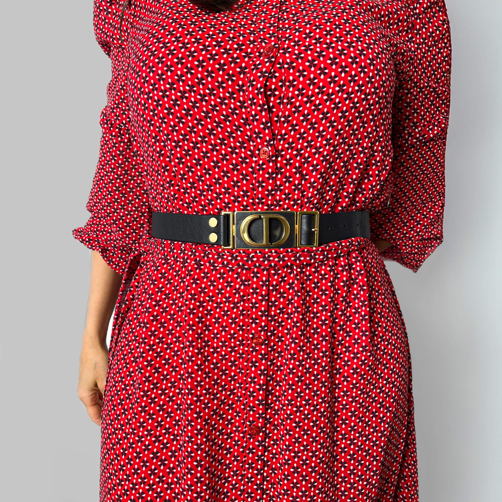 Christian Dior CD Leather Medium Belt 90 Black