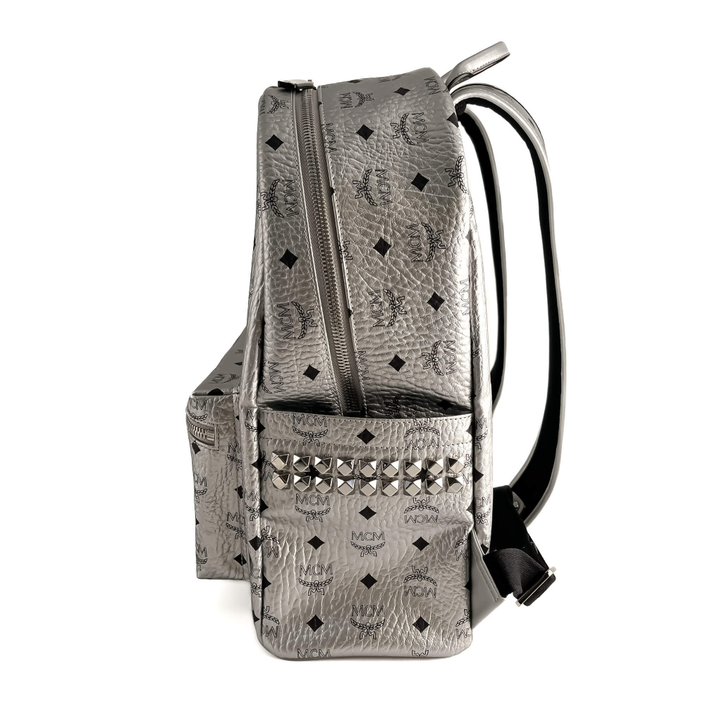 MCM Stark Medium Visetos Canvas Backpack Metallic