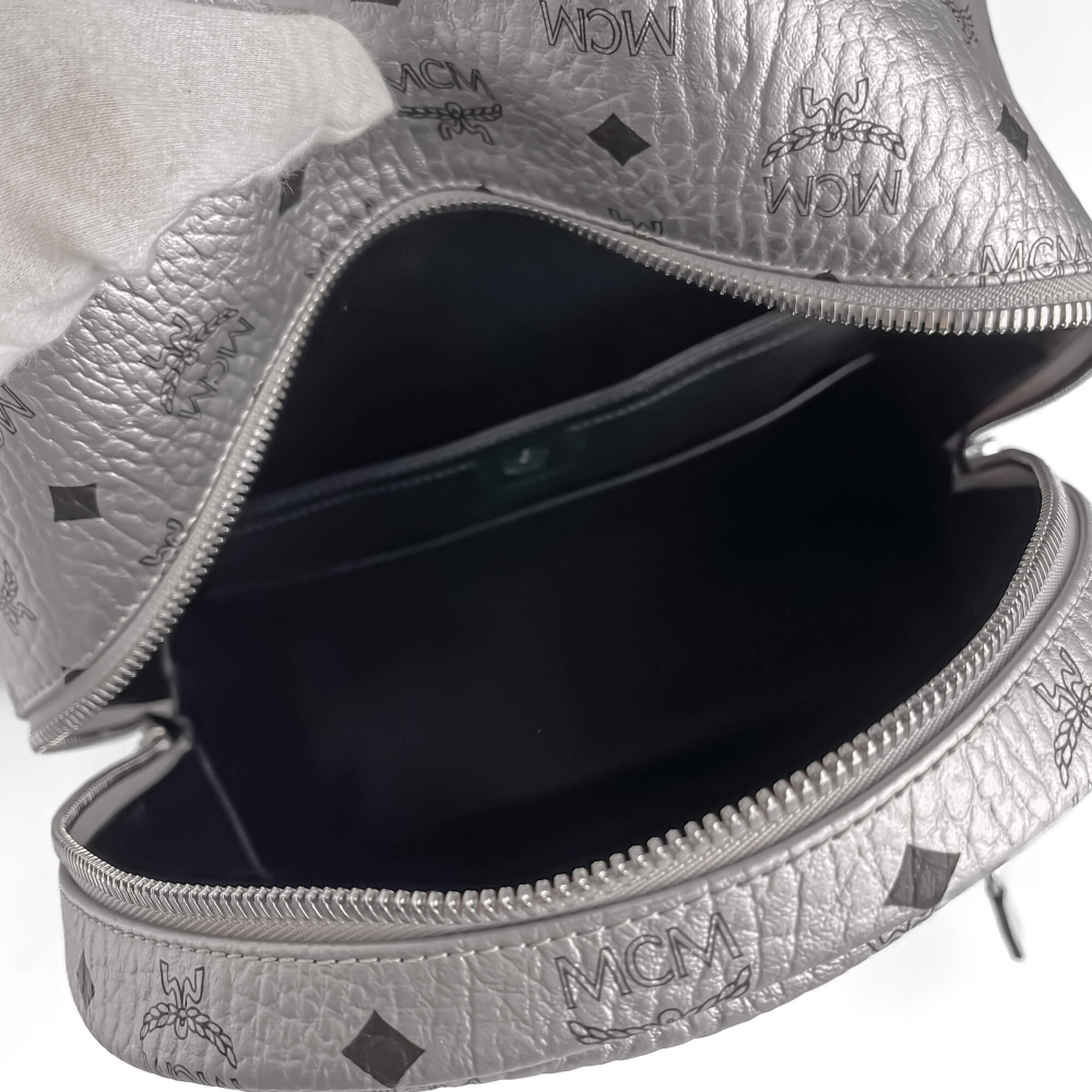 MCM Stark Medium Visetos Canvas Backpack Metallic