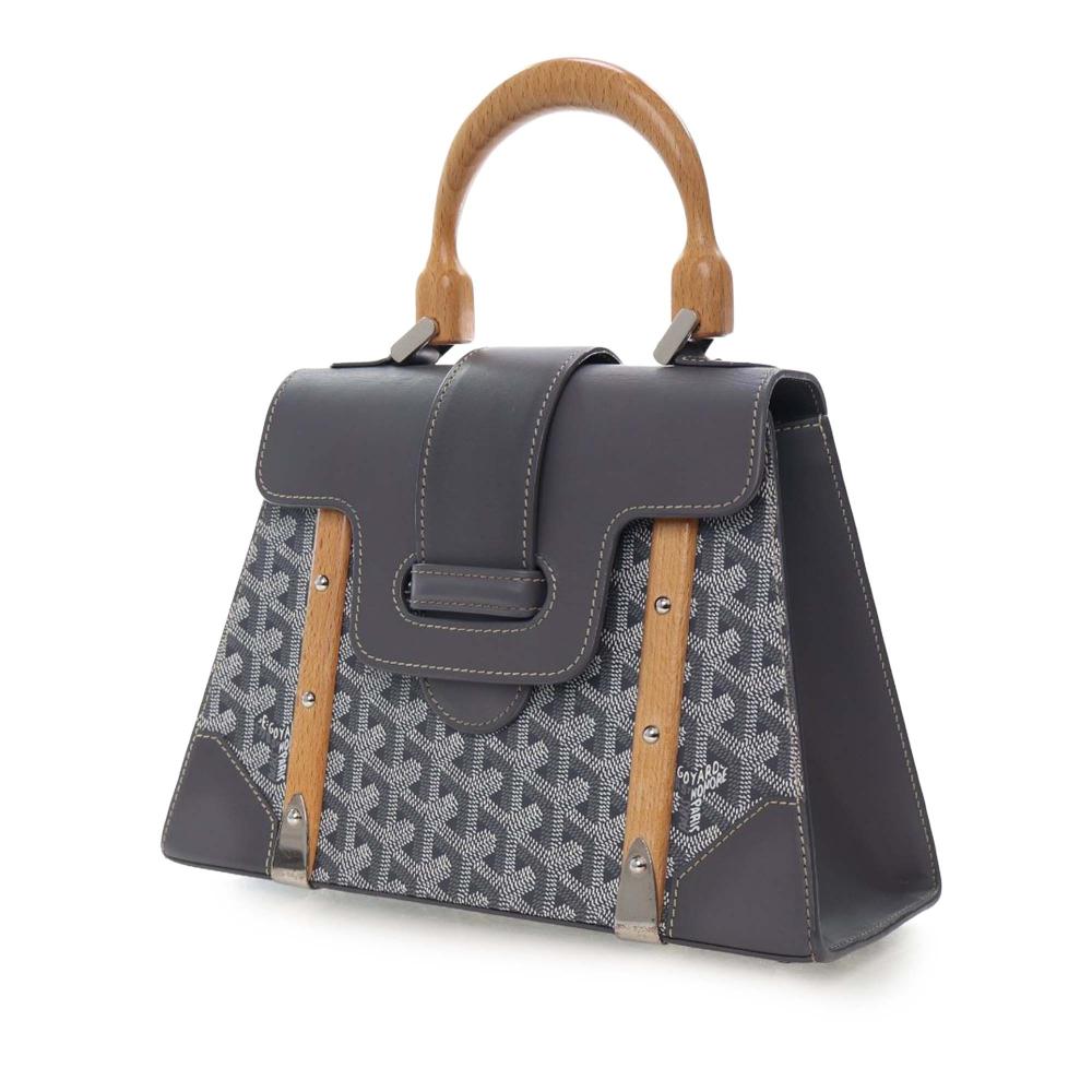 Goyard B Goyard Gray Coated Canvas Fabric Goyardine Saigon Structured PM France