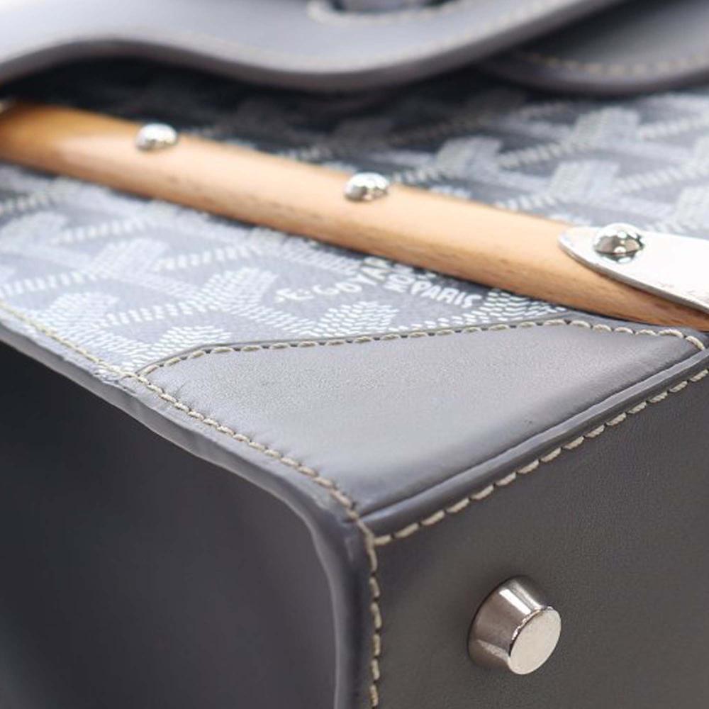 Goyard B Goyard Gray Coated Canvas Fabric Goyardine Saigon Structured PM France