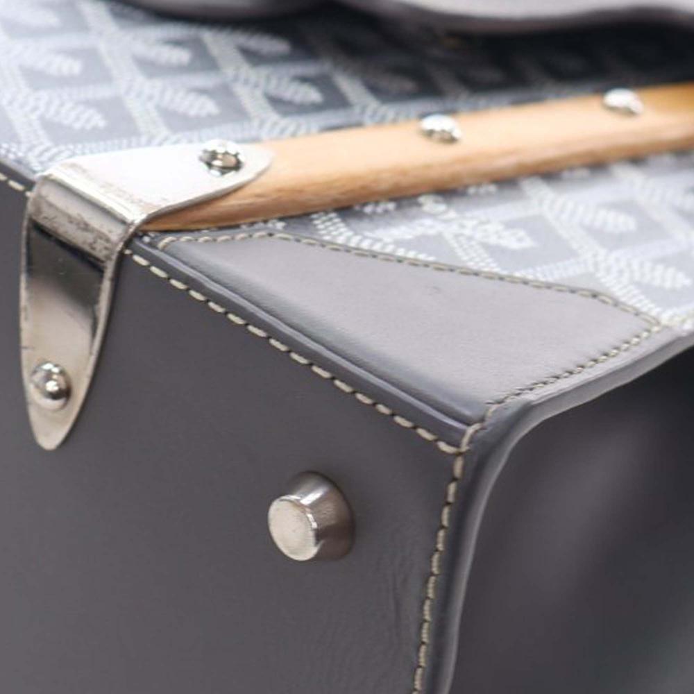 Goyard B Goyard Gray Coated Canvas Fabric Goyardine Saigon Structured PM France