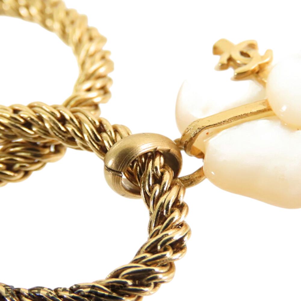 Chanel B Chanel Gold with White Gold Plated Metal Mother of Pearl Camellia Pendant Necklace France