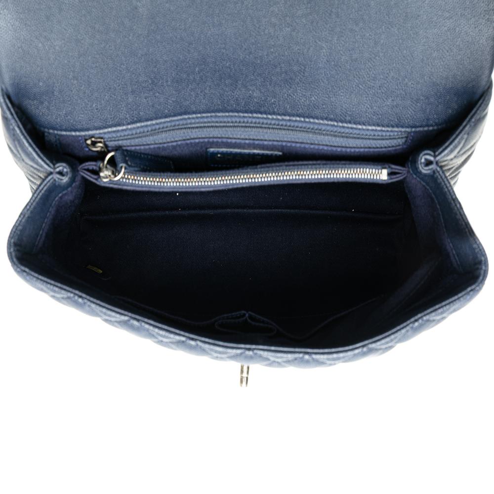 Chanel B Chanel Blue Navy Caviar Leather Leather Large Caviar Coco Top Handle Bag Italy
