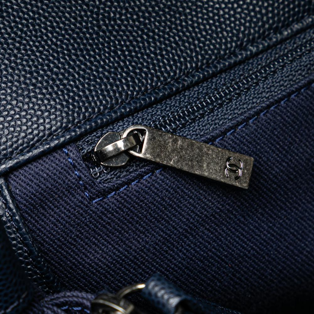 Chanel B Chanel Blue Navy Caviar Leather Leather Large Caviar Coco Top Handle Bag Italy