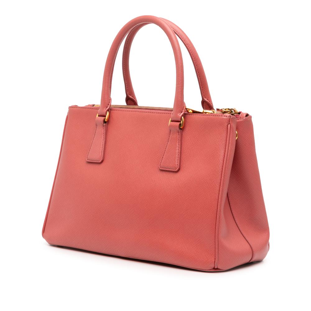 Prada B Prada Pink Blush Saffiano Leather Small Lux Galleria Double Zip Satchel Italy
