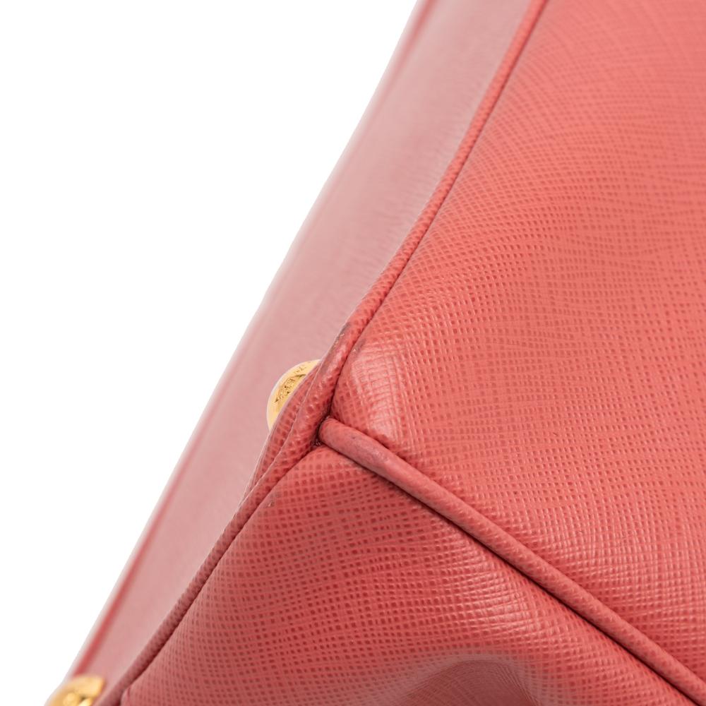 Prada B Prada Pink Blush Saffiano Leather Small Lux Galleria Double Zip Satchel Italy