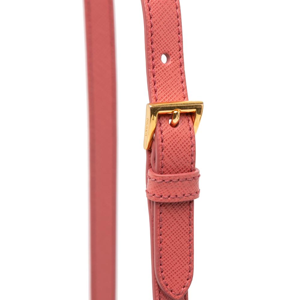 Prada B Prada Pink Blush Saffiano Leather Small Lux Galleria Double Zip Satchel Italy