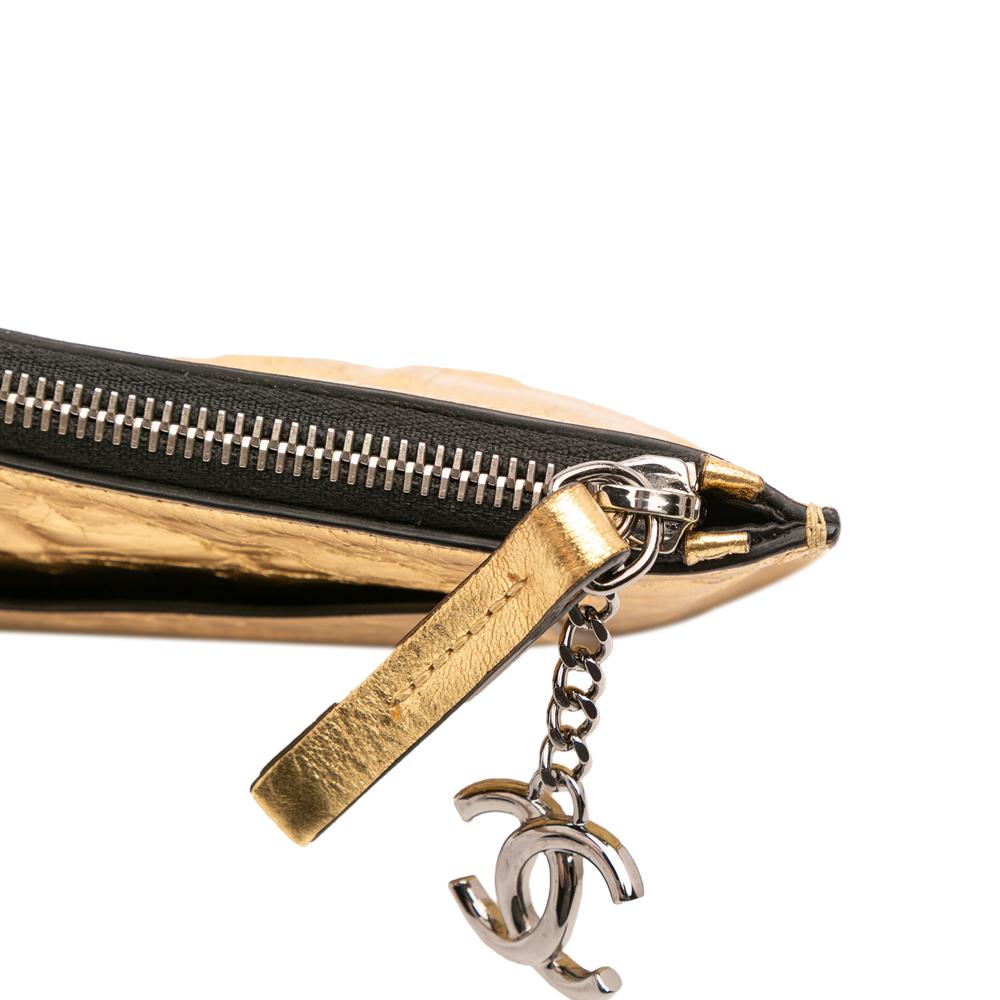 Chanel AB Chanel Gold Lambskin Leather Leather Metallic Lambskin Je Ne Suis Pas En Solde Clutch Italy