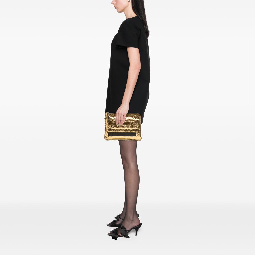 Chanel AB Chanel Gold Lambskin Leather Leather Metallic Lambskin Je Ne Suis Pas En Solde Clutch Italy