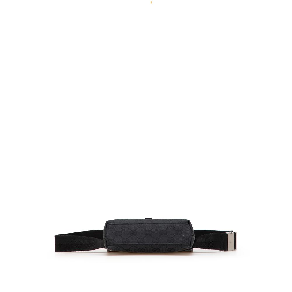 Gucci B Gucci Black Canvas Fabric GG Jackie Belt Bag Italy