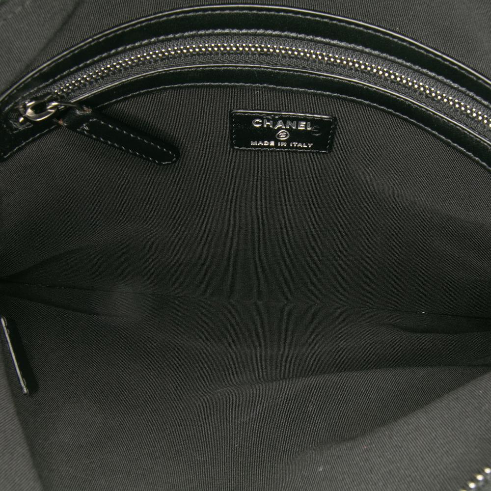 Chanel AB Chanel Blue Navy with Black Wool Fabric Paris-Hamburg Embroidered Gabrielle Clutch Italy