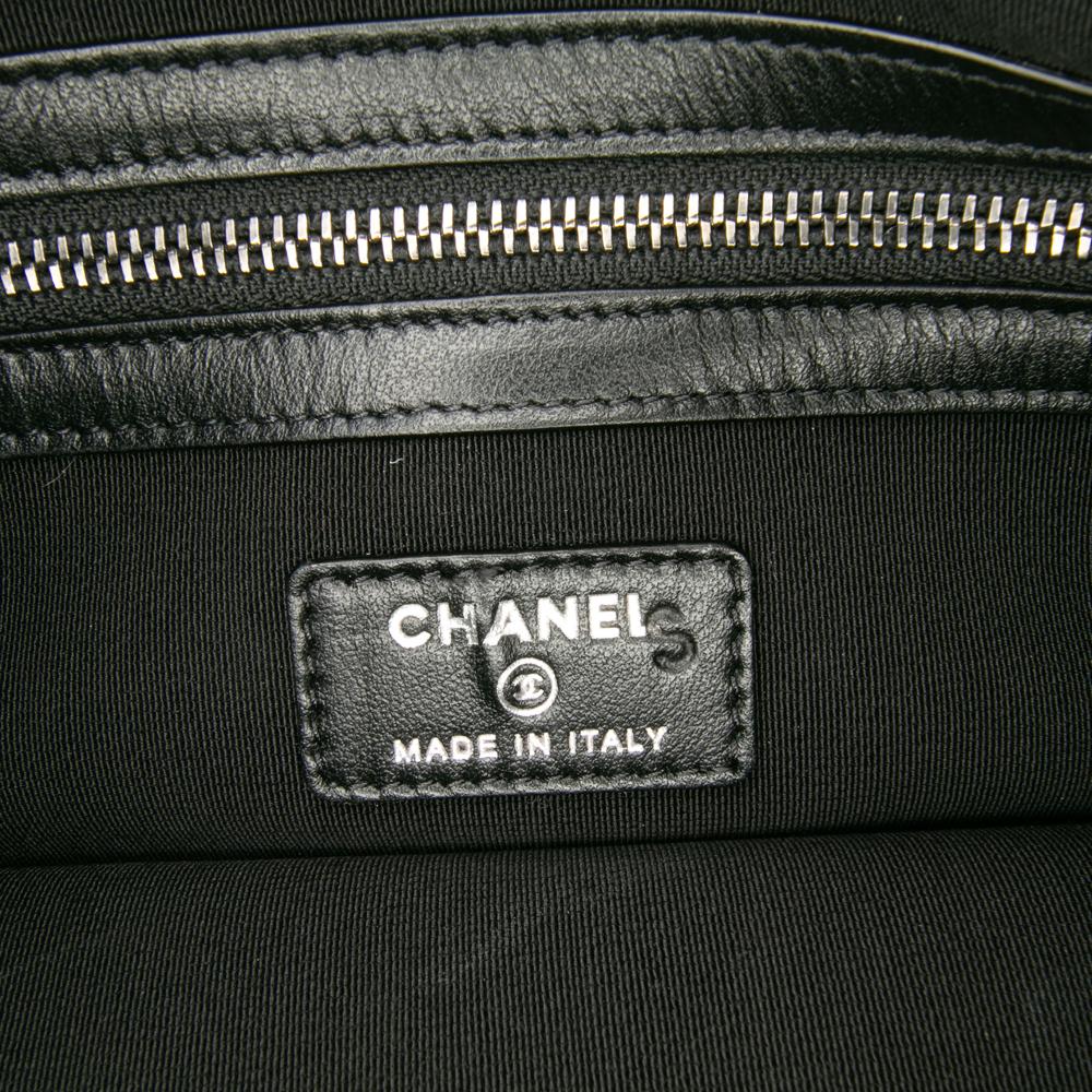 Chanel AB Chanel Blue Navy with Black Wool Fabric Paris-Hamburg Embroidered Gabrielle Clutch Italy