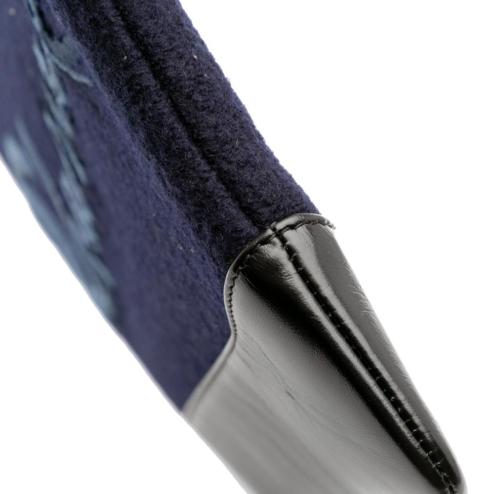 Chanel AB Chanel Blue Navy with Black Wool Fabric Paris-Hamburg Embroidered Gabrielle Clutch Italy