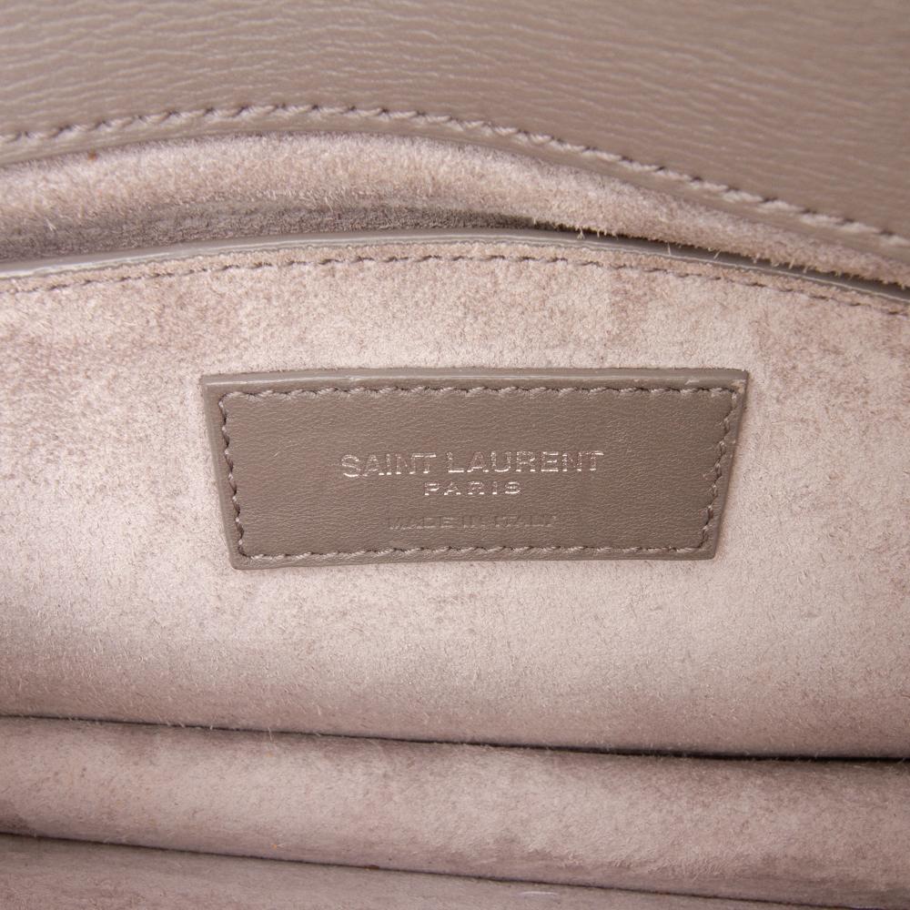 Saint Laurent B Saint Laurent Gray Calf Leather Medium Monogram Sunset Crossbody Italy
