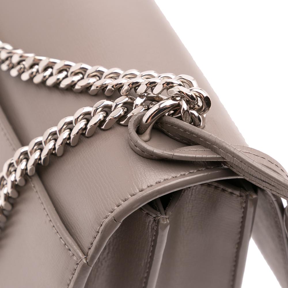 Saint Laurent B Saint Laurent Gray Calf Leather Medium Monogram Sunset Crossbody Italy