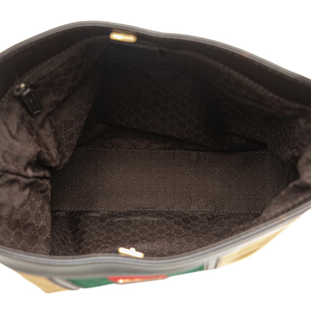 Gucci B Gucci Brown Light Brown Canvas Fabric Web Shoulder Bag Italy