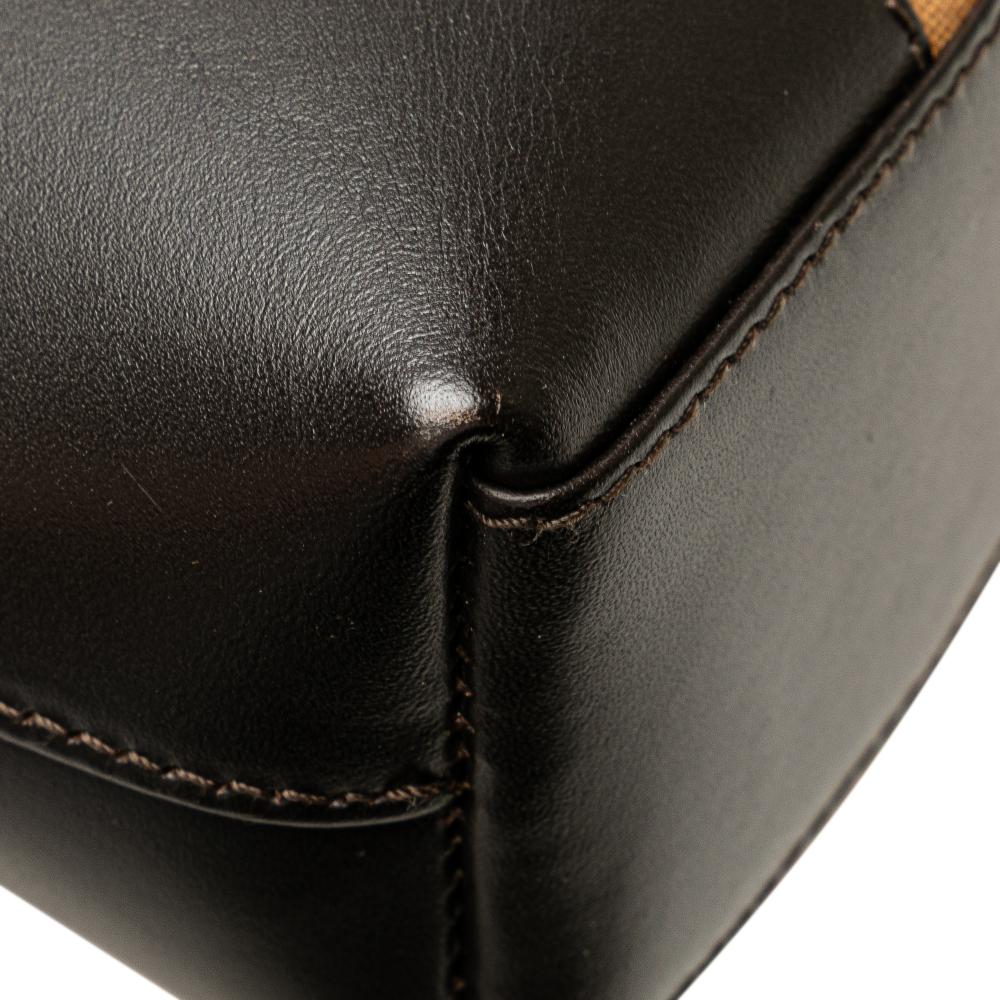 Gucci B Gucci Brown Light Brown Canvas Fabric Web Shoulder Bag Italy