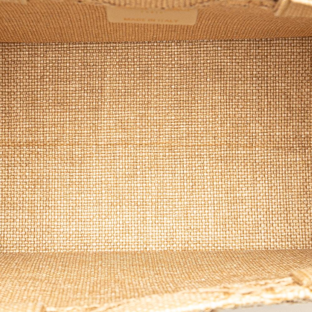 Christian Dior B Dior Brown Beige Raffia Natural Material Small Cannage Book Tote Italy