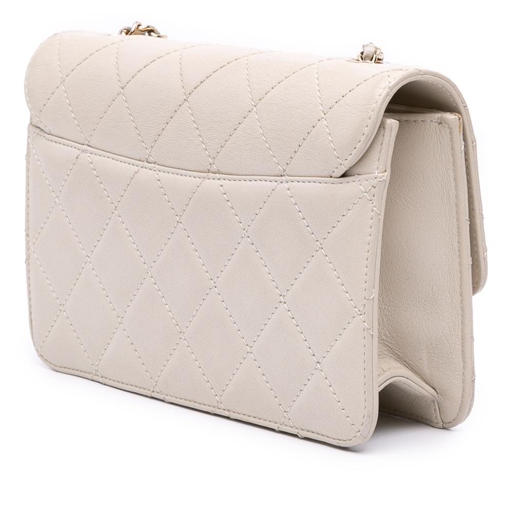 Chanel B Chanel White Ivory Lambskin Leather Leather Mini Lambskin Beauty Lock Flap Italy