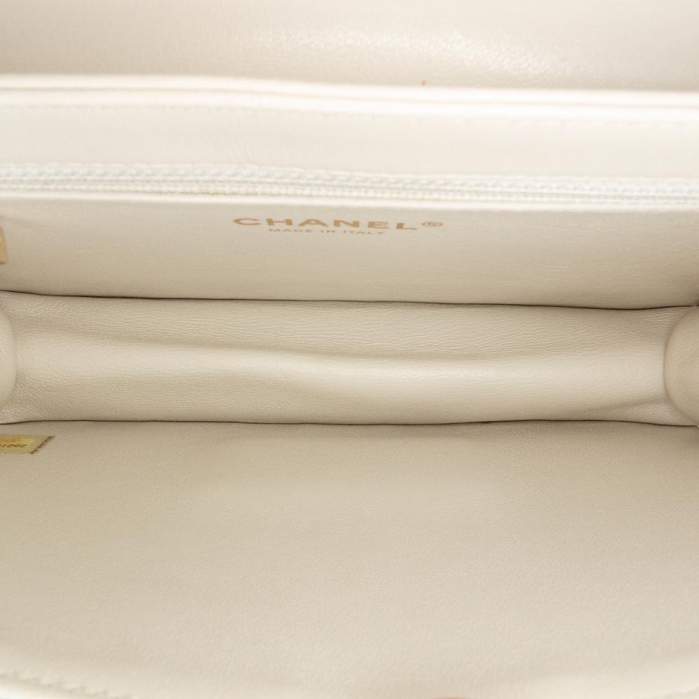 Chanel B Chanel White Ivory Lambskin Leather Leather Mini Lambskin Beauty Lock Flap Italy