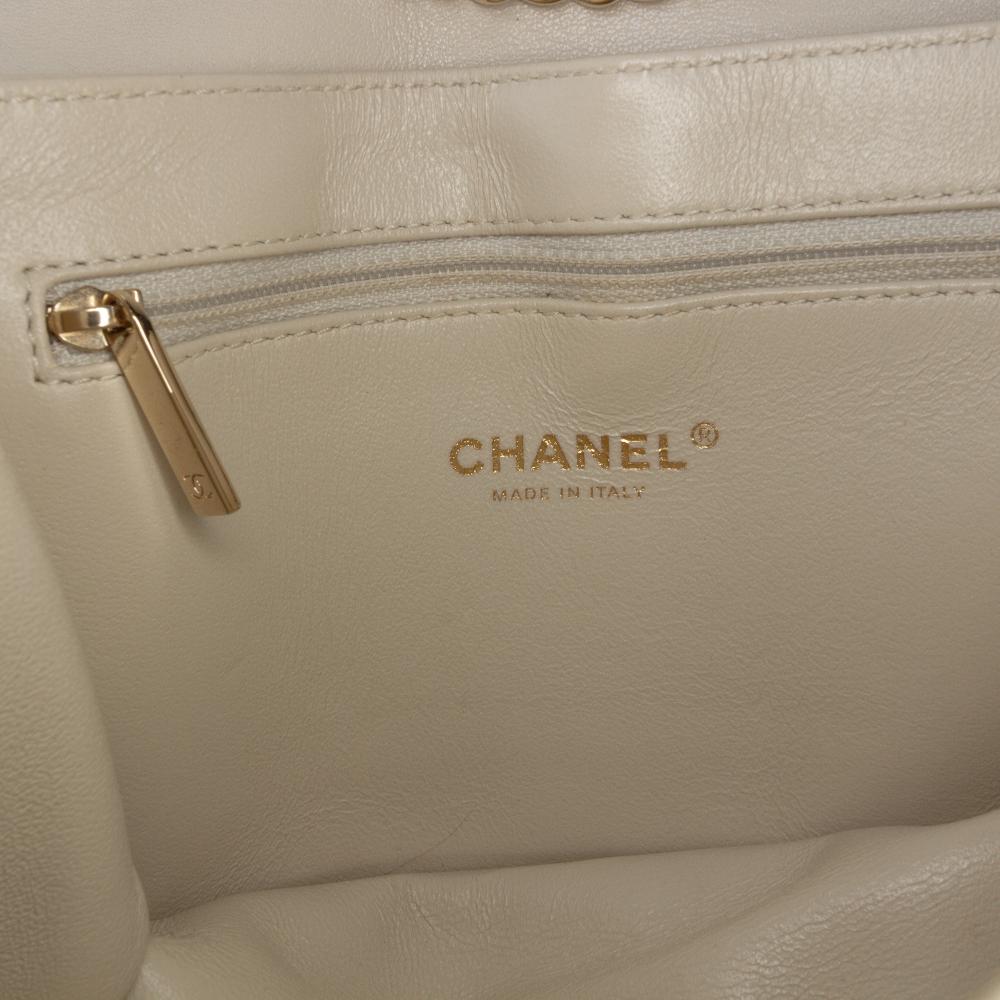 Chanel B Chanel White Ivory Lambskin Leather Leather Mini Lambskin Beauty Lock Flap Italy