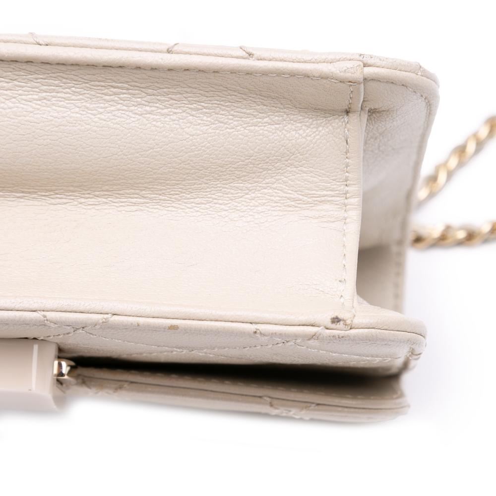 Chanel B Chanel White Ivory Lambskin Leather Leather Mini Lambskin Beauty Lock Flap Italy