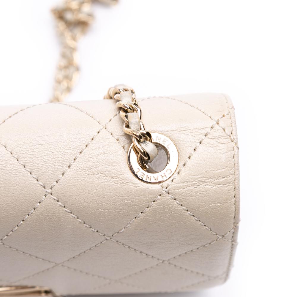 Chanel B Chanel White Ivory Lambskin Leather Leather Mini Lambskin Beauty Lock Flap Italy