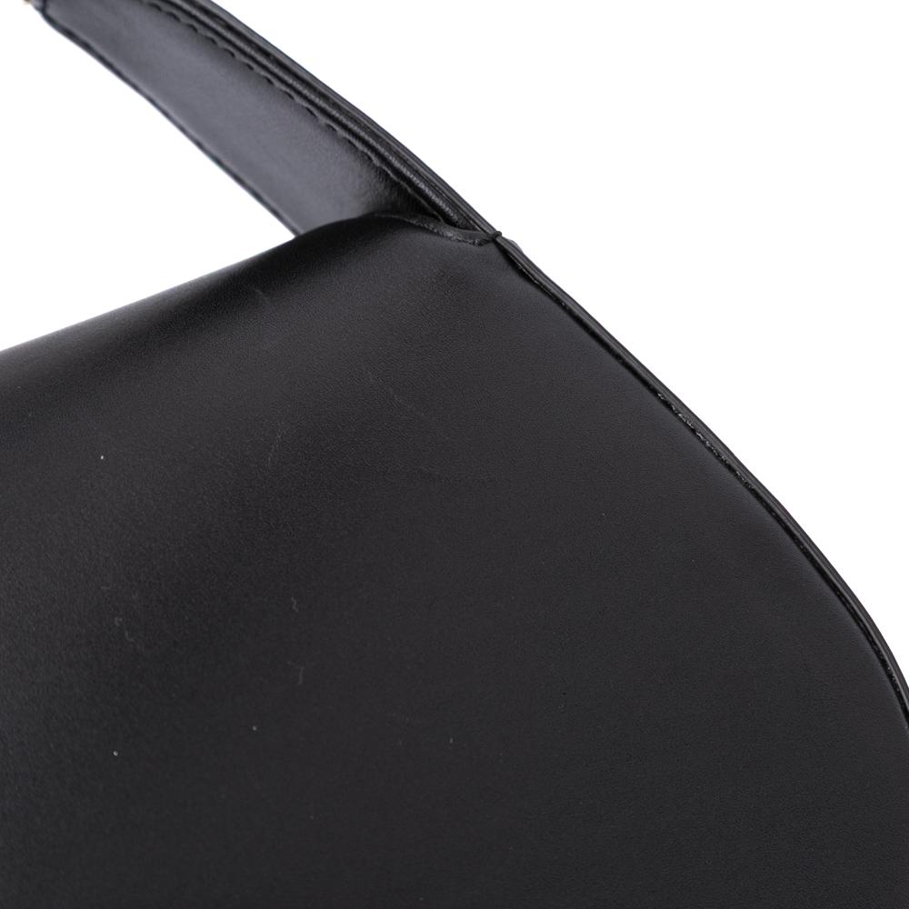 Valentino B Valentino Black Calf Leather Medium Vlogo Chain Shoulder Bag Italy