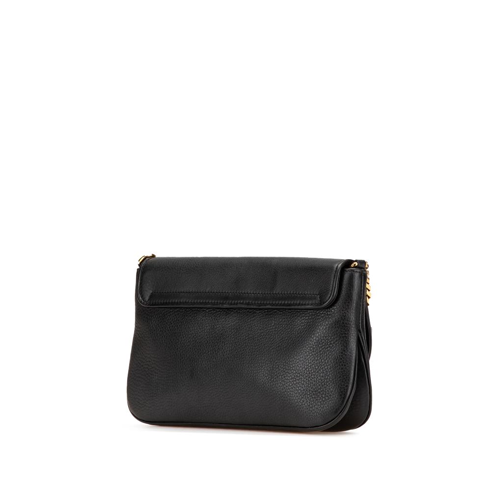 Gucci B Gucci Black Calf Leather Medium 1973 Chain Shoulder Bag Italy