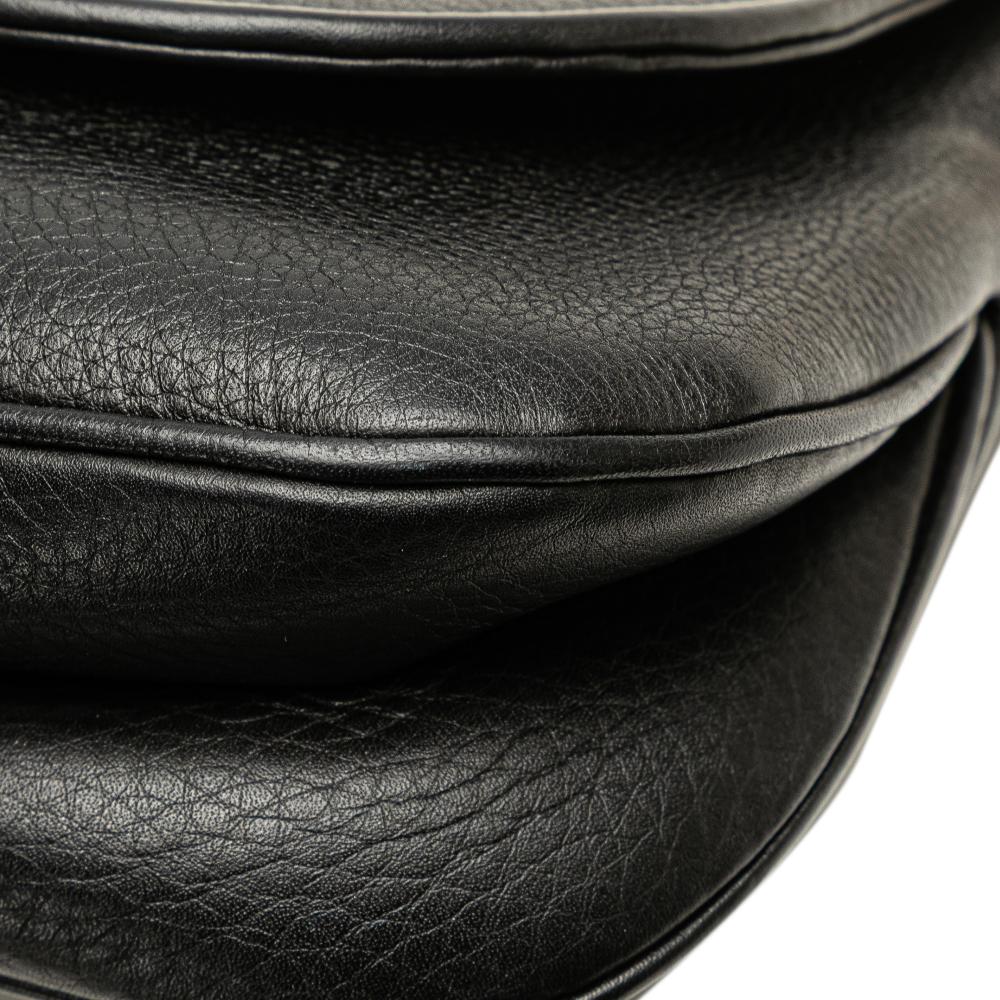 Gucci B Gucci Black Calf Leather Medium 1973 Chain Shoulder Bag Italy