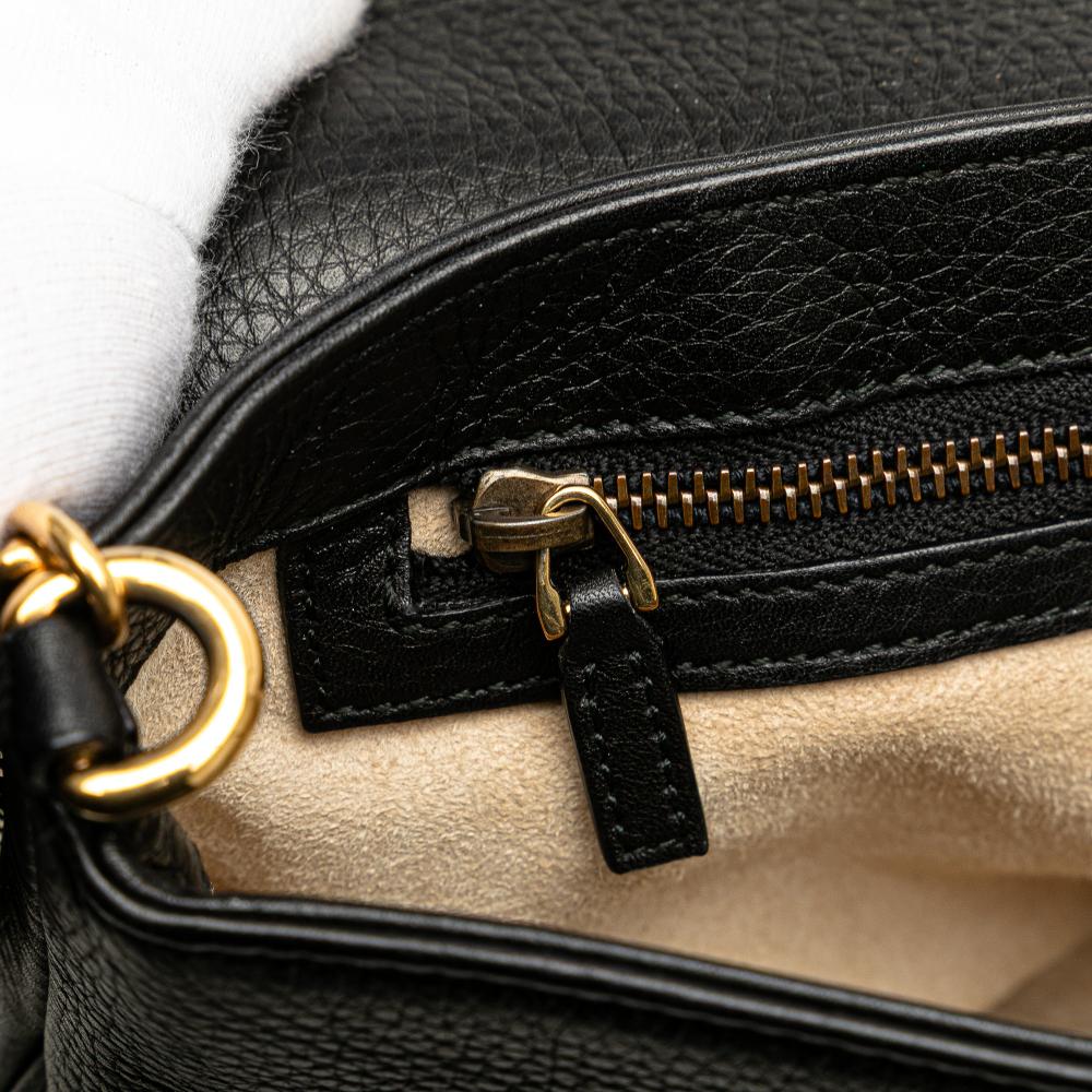 Gucci B Gucci Black Calf Leather Medium 1973 Chain Shoulder Bag Italy