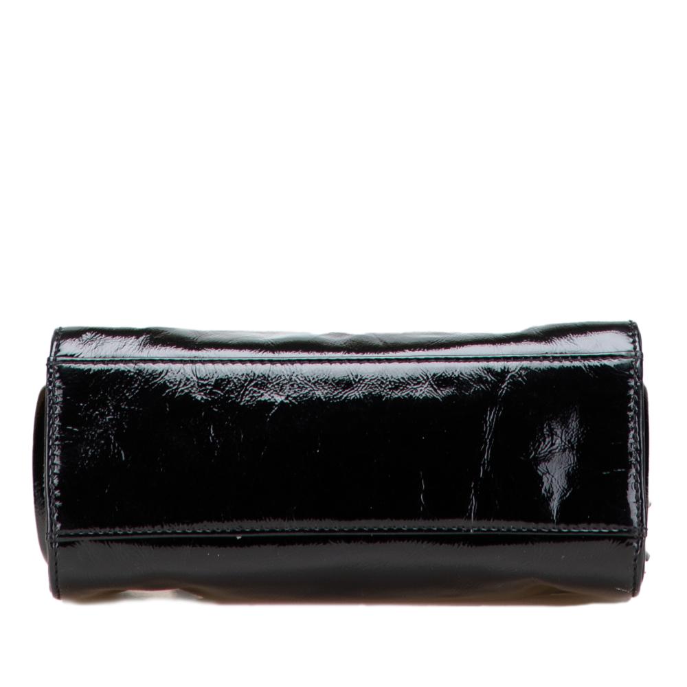 Chanel B Chanel Black Patent Leather Leather Patent Mademoiselle Lock Convertible Wrist Clutch France