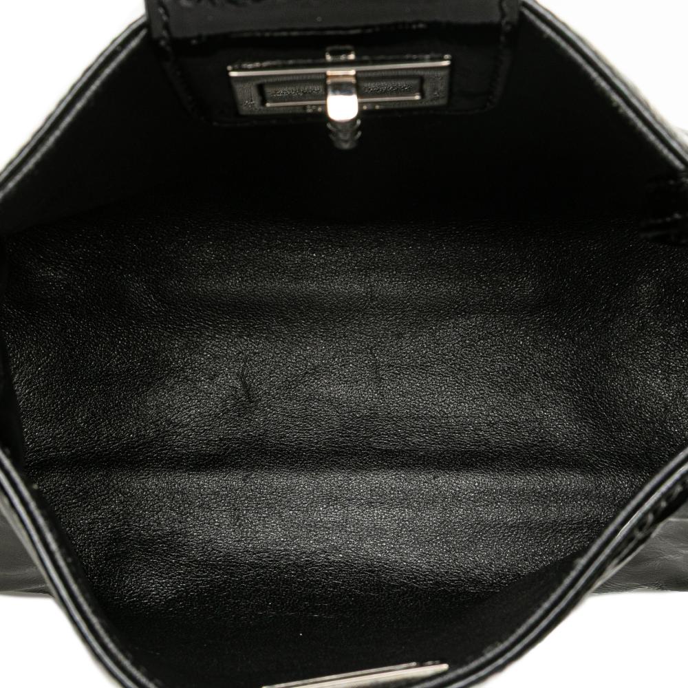 Chanel B Chanel Black Patent Leather Leather Patent Mademoiselle Lock Convertible Wrist Clutch France