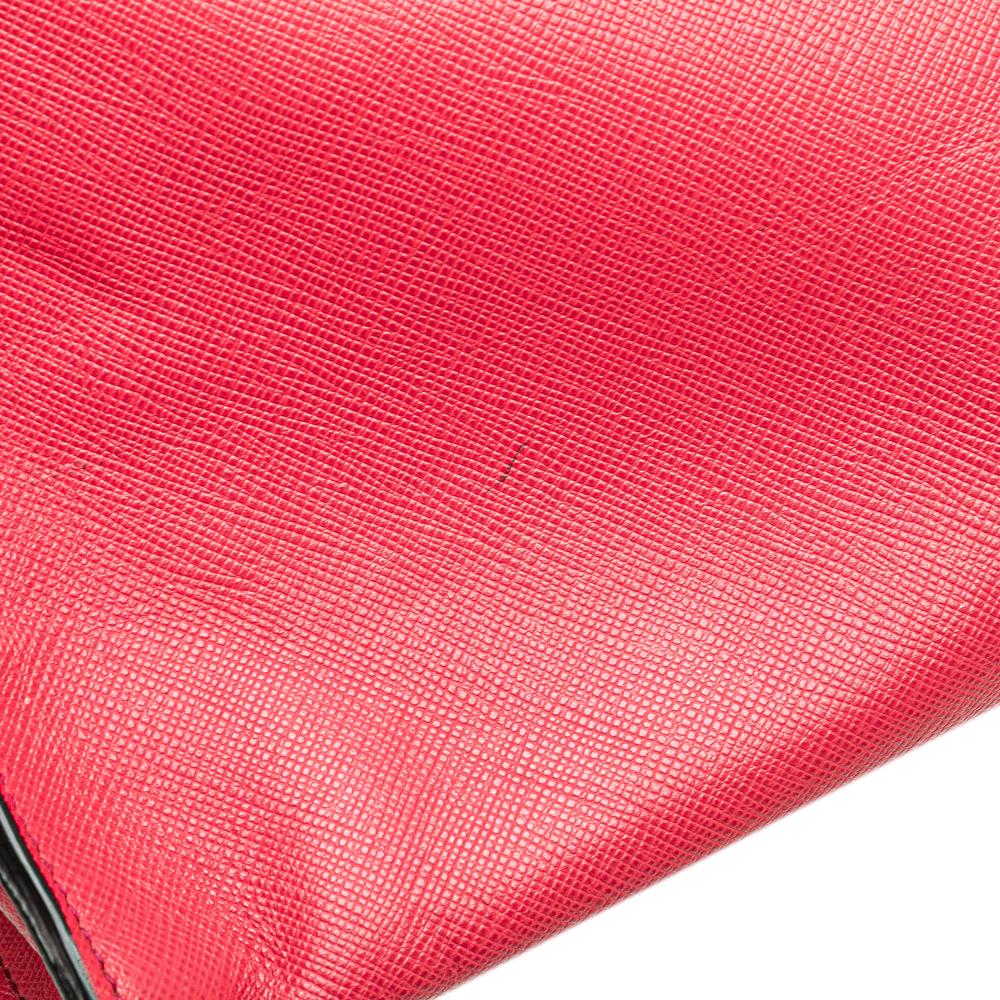 Prada B Prada Pink Saffiano Leather Soft Triple Pocket Tote Italy