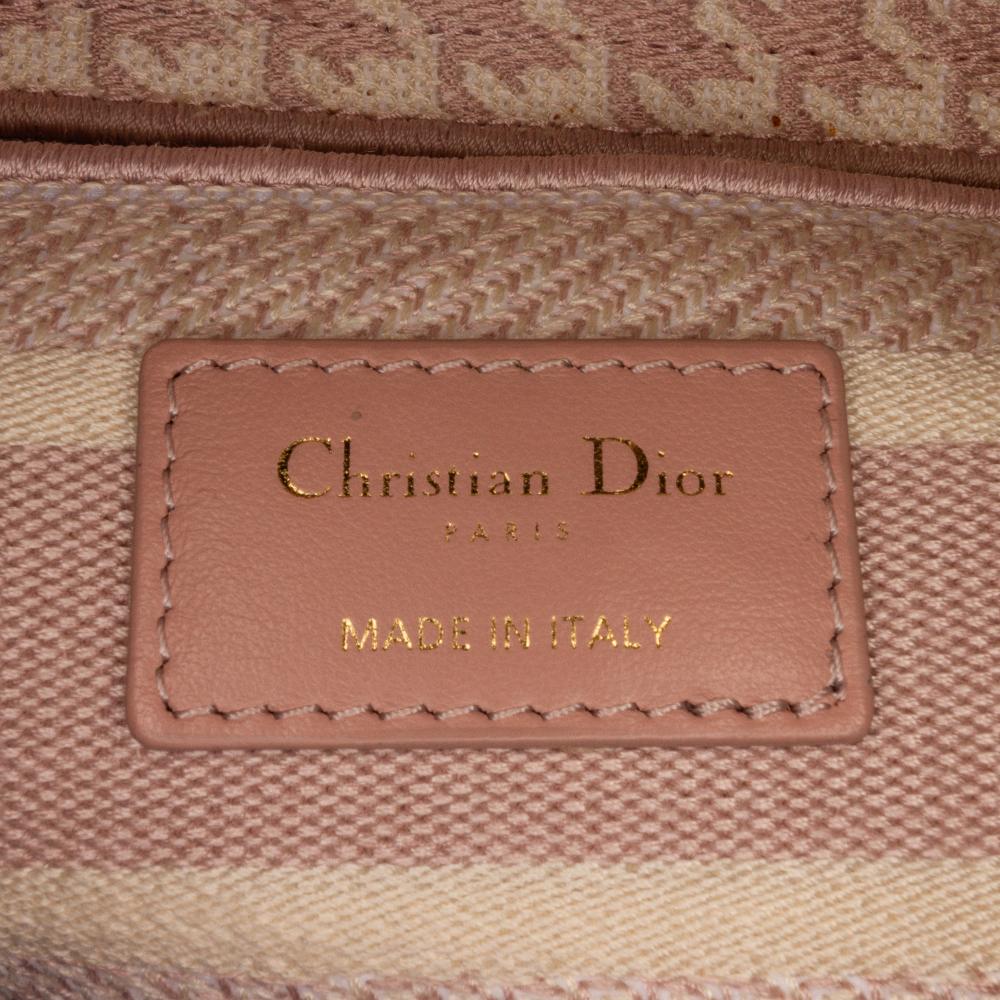Christian Dior B Dior Pink Light Pink Canvas Fabric Medium Embroidered Houndstooth Lady D Lite Italy