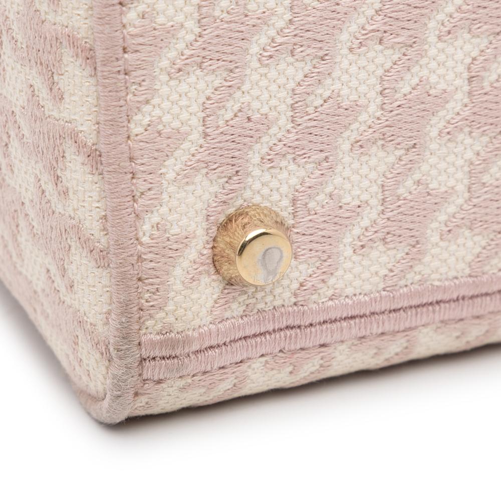 Christian Dior B Dior Pink Light Pink Canvas Fabric Medium Embroidered Houndstooth Lady D Lite Italy