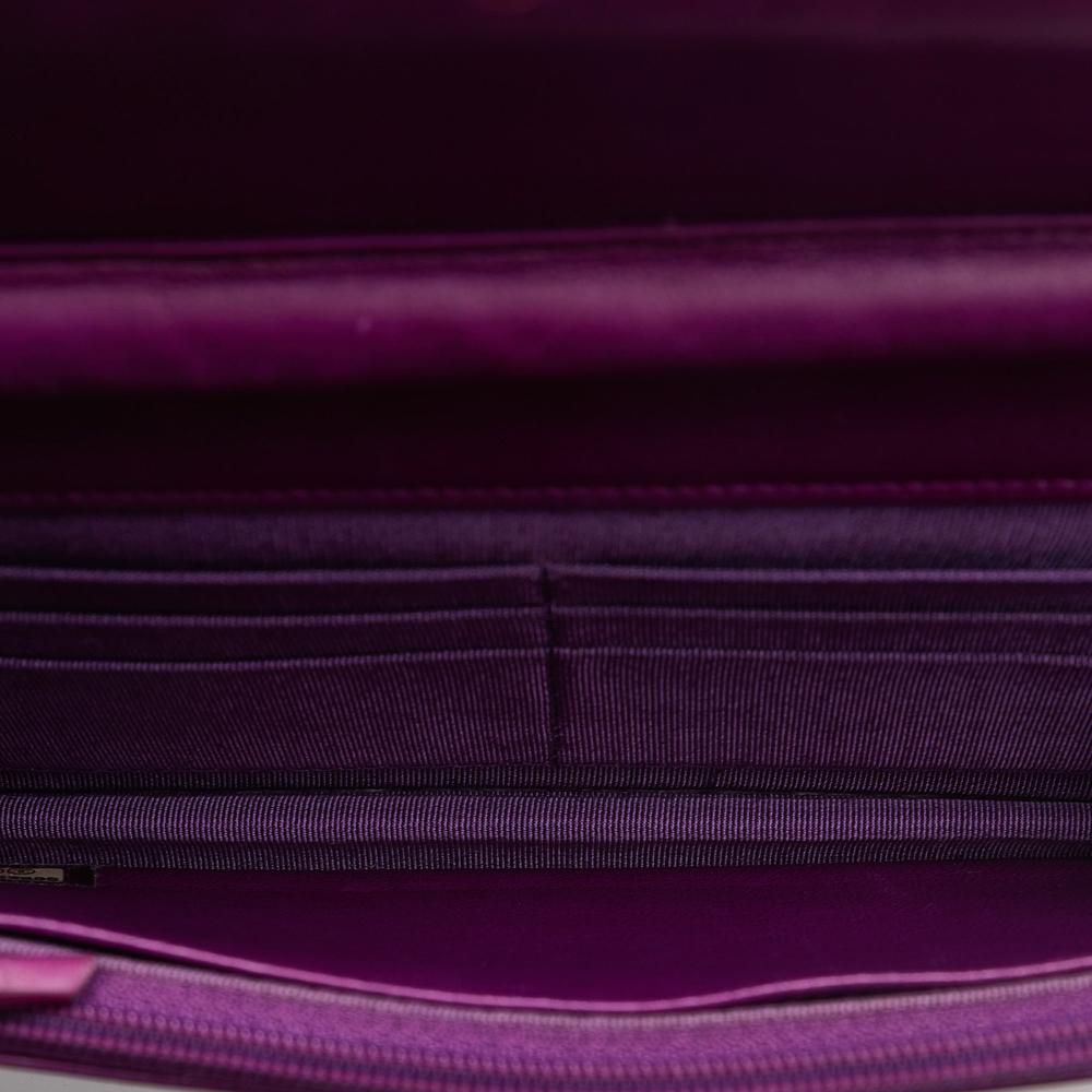 Chanel AB Chanel Purple Magenta Lambskin Leather Leather Quilted Lambskin Camellia Wallet On Chain France