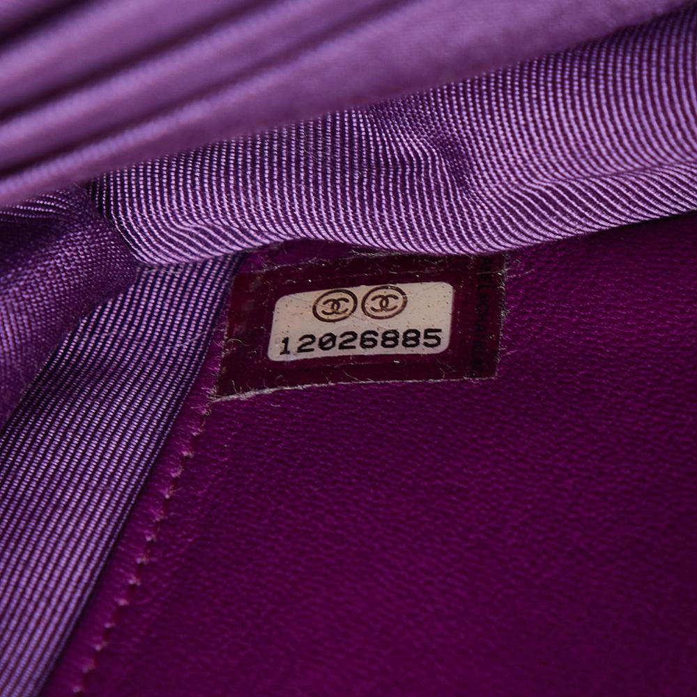 Chanel AB Chanel Purple Magenta Lambskin Leather Leather Quilted Lambskin Camellia Wallet On Chain France